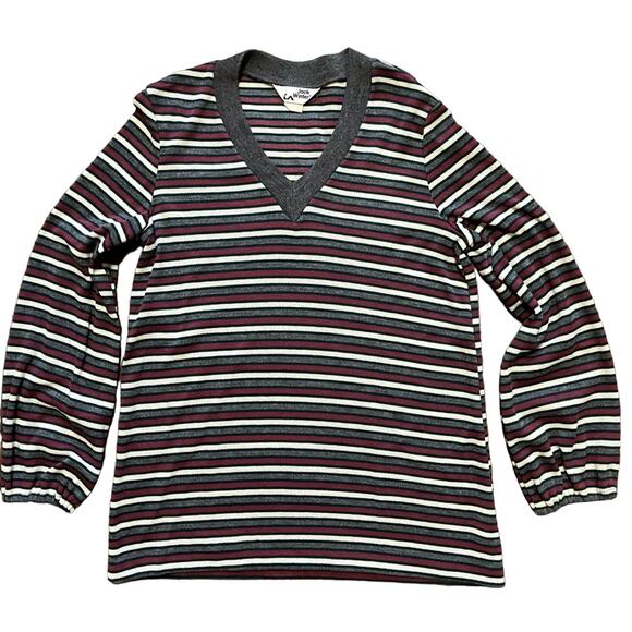 VTG JACK WINTER Long Sleeve Striped V-neck Sweater Retro Hippie 60s 70s SZ S - Picture 1 of 9